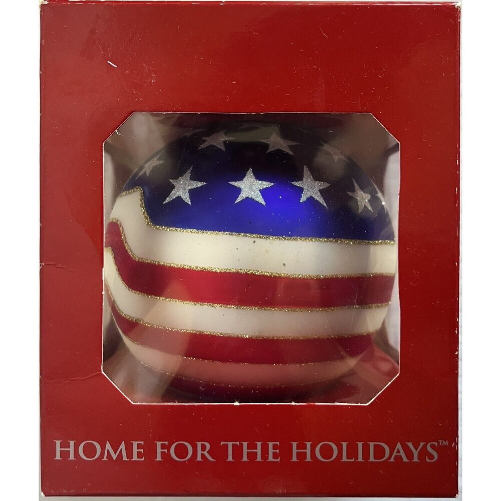 Home For The Holidays USA Hand Blown Glass Ornament NWT